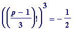 ((p-1)/3)!^3 = -1/2